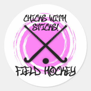 Sticker Rond Poussins Avec Bâtons - Hockey sur gazon