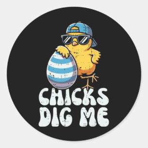 Sticker Rond Poussins de Pâques M'ont Cute Chasse aux œufs Todd