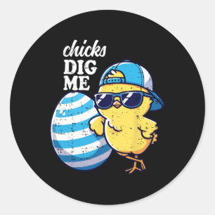 Sticker Rond Poussins Me Creuser Drôle Toddler Pâques Joyeux Fu