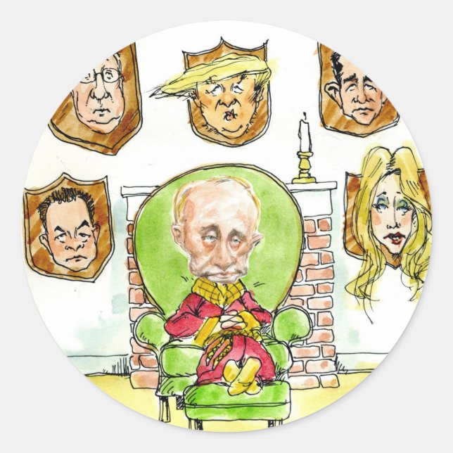 Sticker Rond Poutine le chasseur obtient pas mon président Trum (Devant)