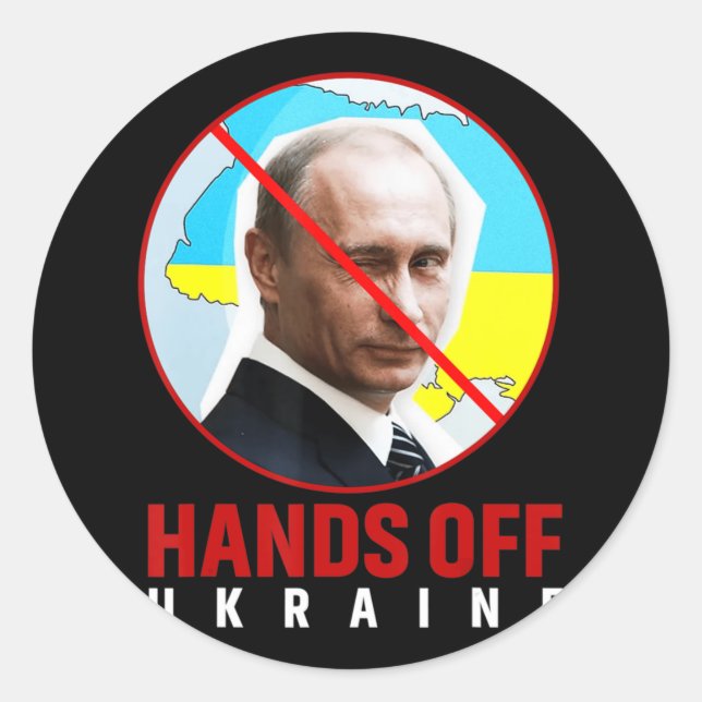 Sticker Rond Poutine met la main à l'Ukraine (Devant)