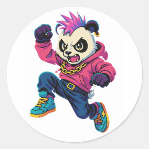 Sticker Rond Pouvoir de Panda Punk