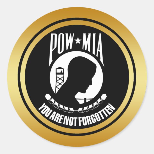 STICKER ROND POW MIA - GOLD FRAME (Devant)