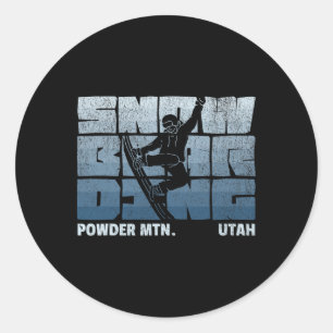 Sticker Rond Powder Mountain Utah Snowboard Resort Vintage S