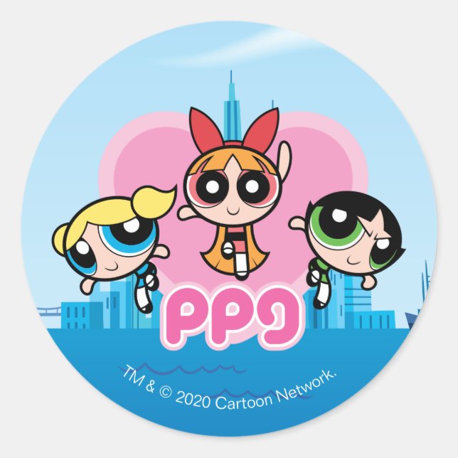 Sticker Rond Powerpuff Girls Team Awesome (Devant)