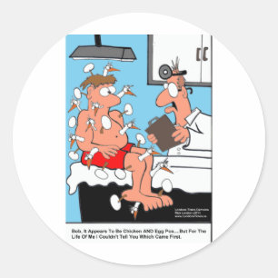 Sticker Rond Pox de poulet et d'oeufs Drôle Cadeaux Médicales e
