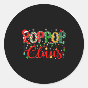 Sticker Rond Pp Claus Lumières de Noël Pyjama Famille Assortis