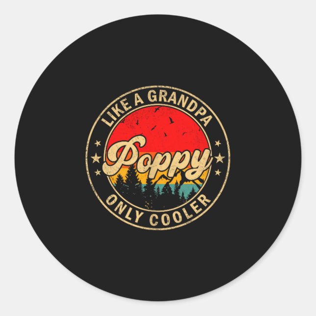 Sticker Rond Ppy Like A Grandpa Only Cooler Retro For Papa Gran (Devant)