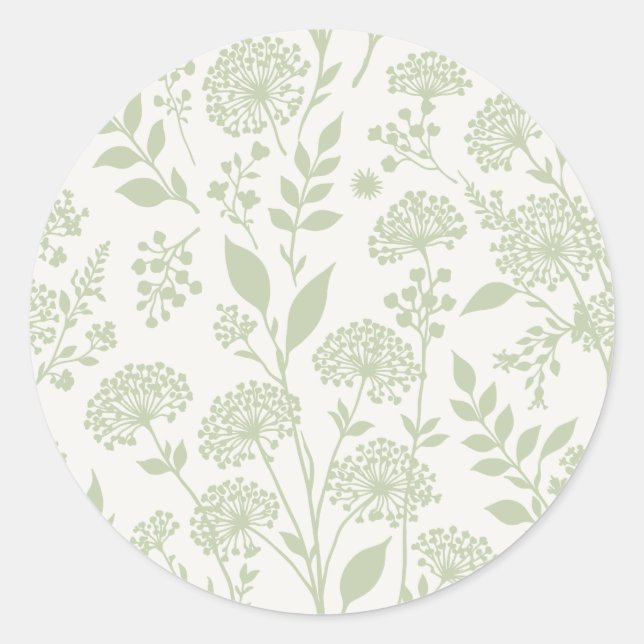 Sticker Rond Prairie de Pissenlit Olive Douce - Neutre (Devant)