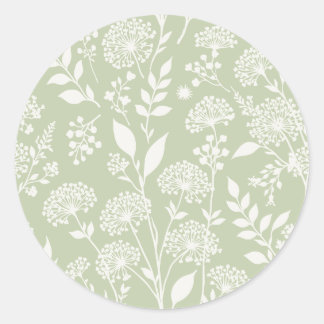 Sticker Rond Prairie de Pissenlits Neutre - Olive Douce