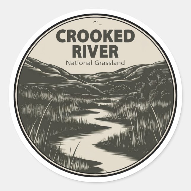 Sticker Rond Prairie nationale de Crooked River Oregon Stream (Devant)
