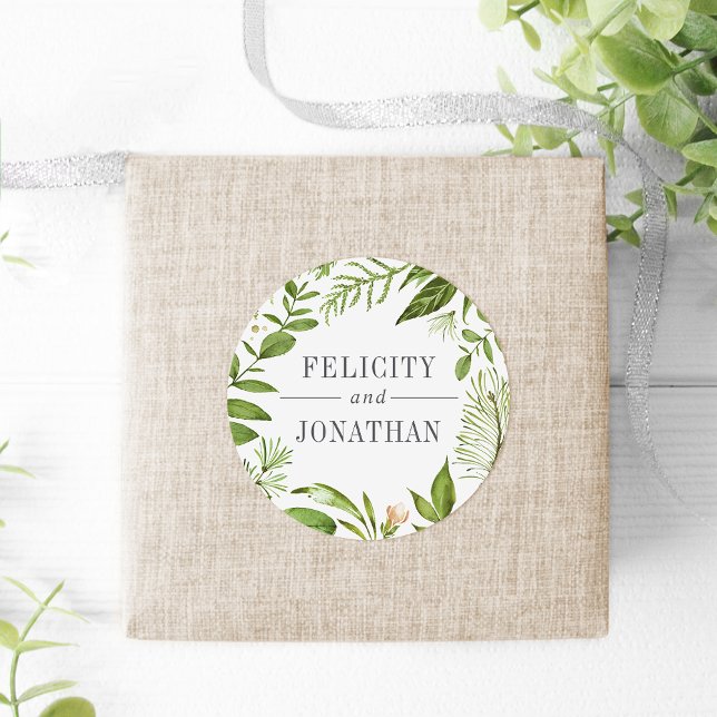 Sticker Rond prairie sauvage | Mariage botanique vert (Créateur téléchargé)
