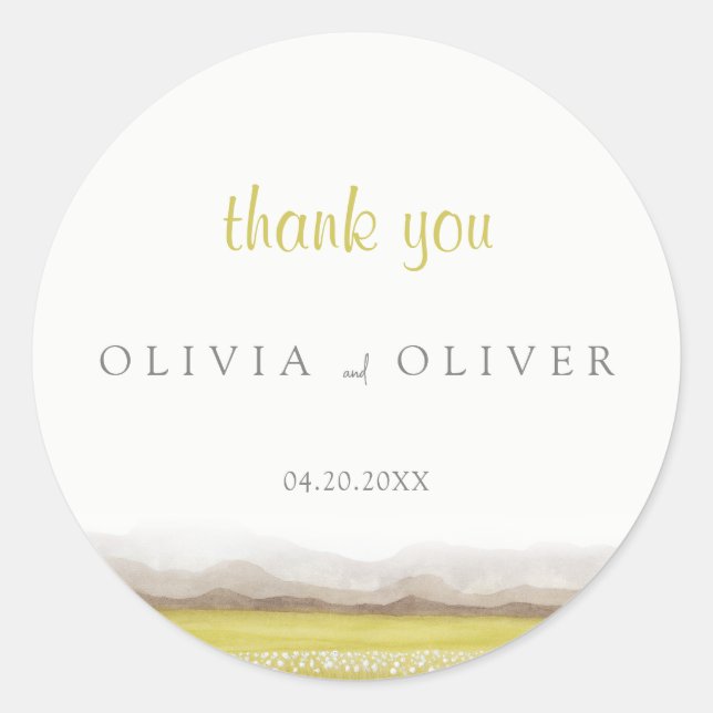 Sticker Rond Prairies en fleurs Mariage (Devant)