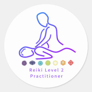 Sticker Rond Praticien de niveau 2 Reiki Plan Blanc