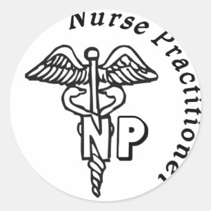 STICKER ROND PRATICIEN DES INFIRMIÈRES DU LOGO DE NP CADUCEUS