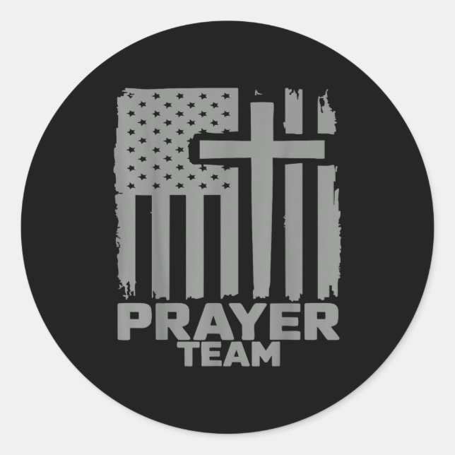 Sticker Rond Prayer Team American Flag Christian Family Christi (Devant)