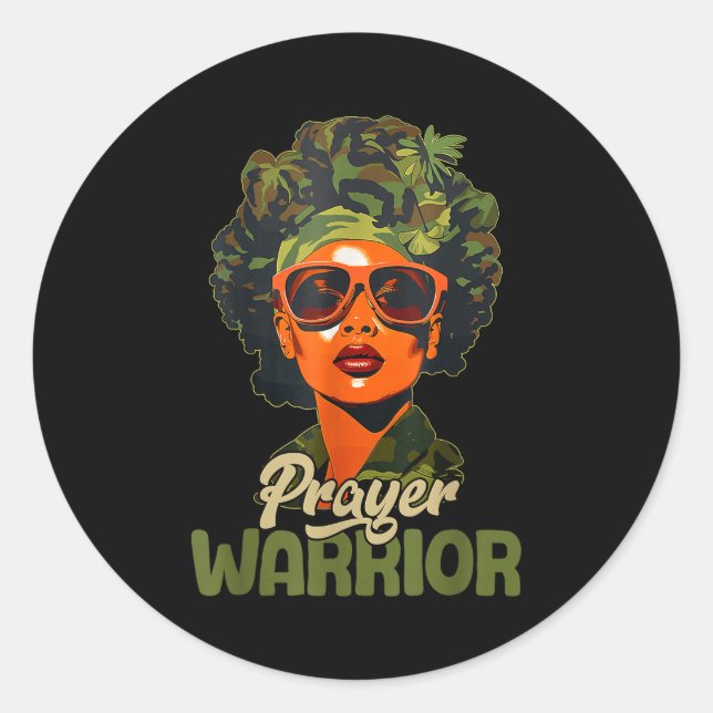 Sticker Rond Praying Black Woman Afro Christian Sayings Prayer  (Devant)