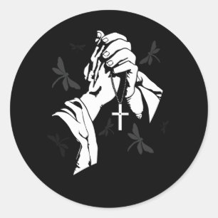 Sticker Rond Praying Hands Cool Christian Religion Jésus Chris