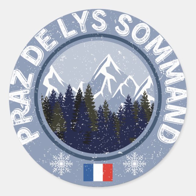 Sticker Rond Praz De Lys Sommand Station de Ski (Devant)