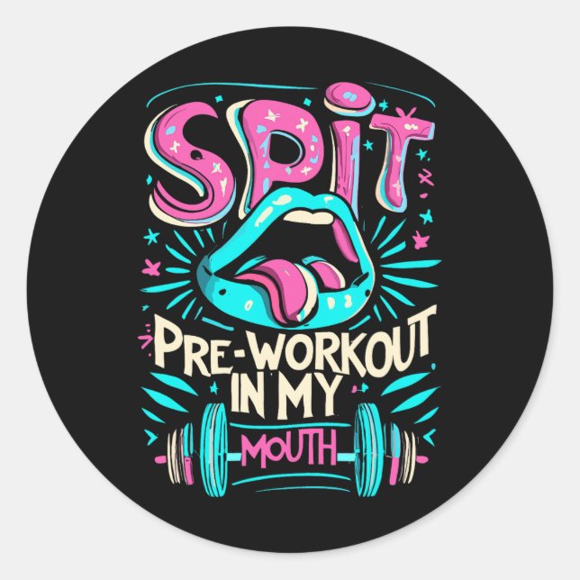 Sticker Rond Pré-Entraînement Dans Ma Salle De Sport À La Bouch (Devant)