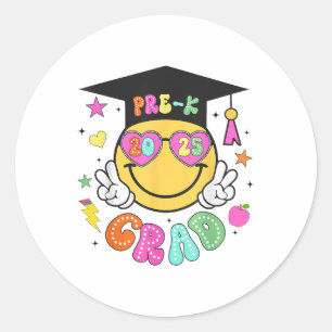 Sticker Rond Pré-k Diplômé Super Sourire Visage Graduation 2025