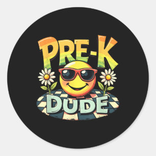 Sticker Rond Pré-K Dude Drôle Retour À L'École Premier Jour De