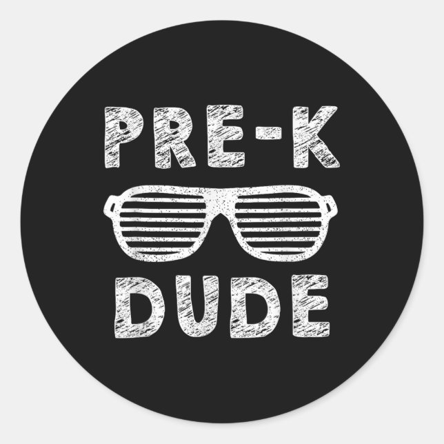 Sticker Rond Pré-k Équipement De Graduation Garçons Dude Funny  (Devant)