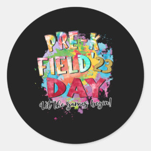 Sticker Rond Pré-K Field Day 2023 Laisser Les Jeux Commencer Le