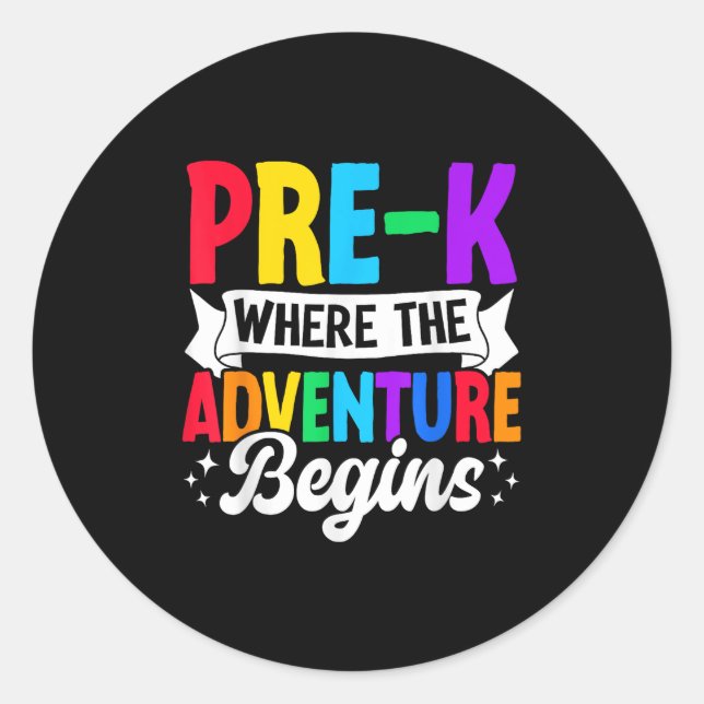 Sticker Rond Pré-k Où L'Aventure Commence À Retourner À L'École (Devant)