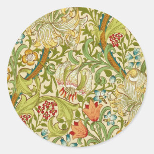 Sticker Rond Pré-raphate de William Morris Golden Lily Vintage