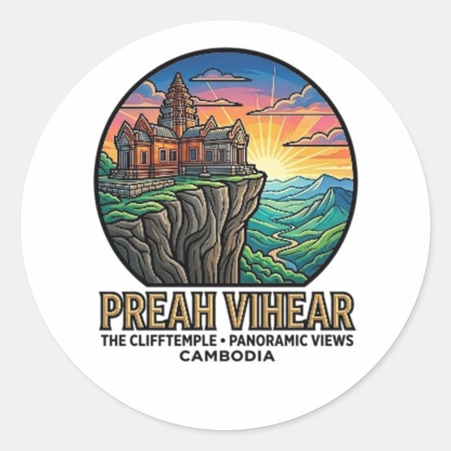 STICKER ROND PREAH VIHEAR LE TEMPLE DE LA FALAISE (Devant)
