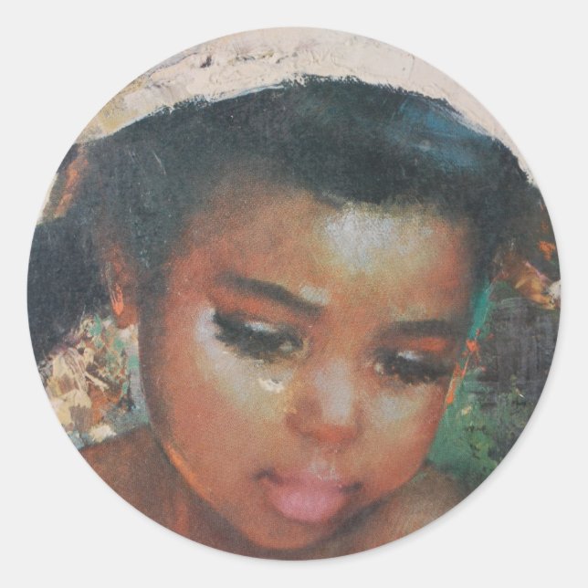 Sticker Rond Precious Little Black Girl Vintage (Devant)