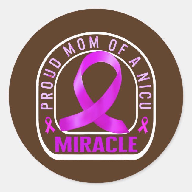 Sticker Rond Preemie Maman Fier Maman NICU Miracle Purple Baby (Devant)