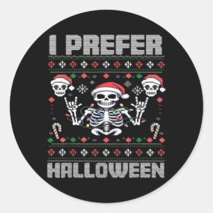 Sticker Rond Préfère Halloween Drôle de Noël Chauve-Souris Sque