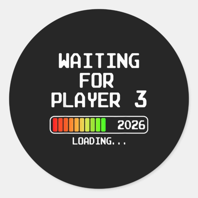 Sticker Rond Pregnancy Announcement 2026 Waiting For Player 3 D (Devant)