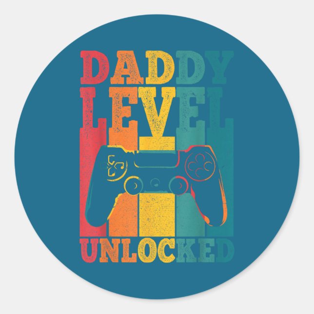Sticker Rond Pregnancy Announcement Dad Level Unlocked New Dadd (Devant)
