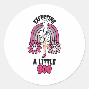 Sticker Rond Pregnant Ghost Pink s'attend à un petit Boo