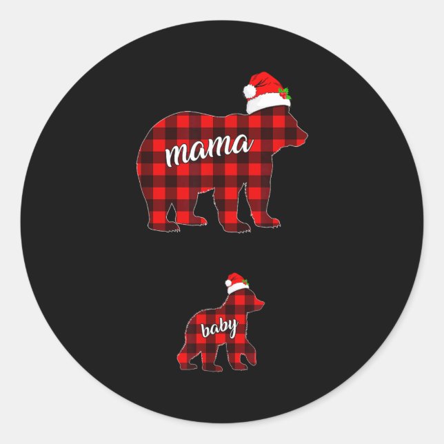 Sticker Rond Pregnant Women Mom Mama Bear Pregnancy Christmas P (Devant)