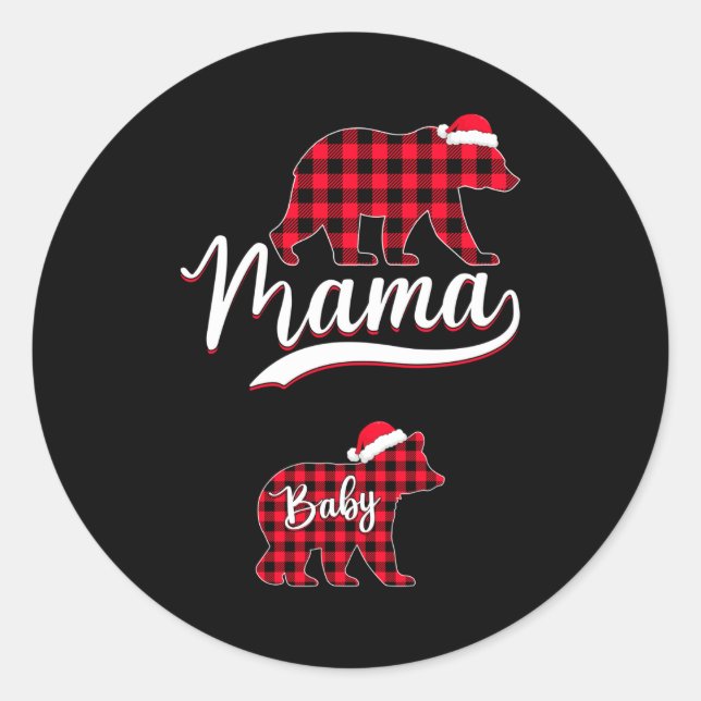 Sticker Rond Pregnant Women Mom Mama Bear Pregnancy Christmas P (Devant)