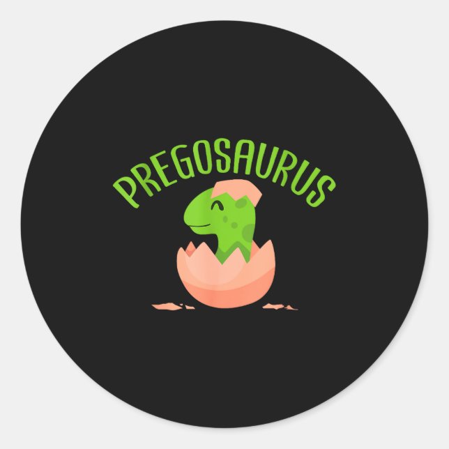 Sticker Rond Pregosaurus Preggo Saurus Pregnant Women Dino Love (Devant)