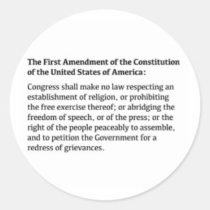 Sticker Rond Premier amendement de la Constitution
