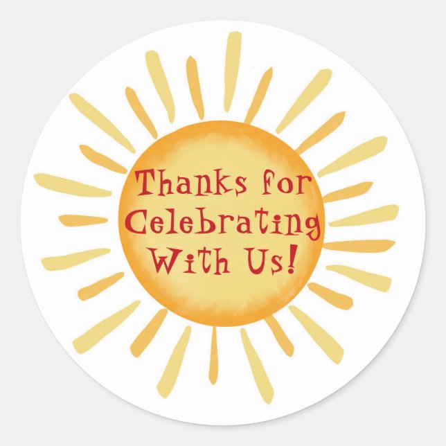 Sticker Rond Premier anniversaire au soleil ou premier voyage (Devant)