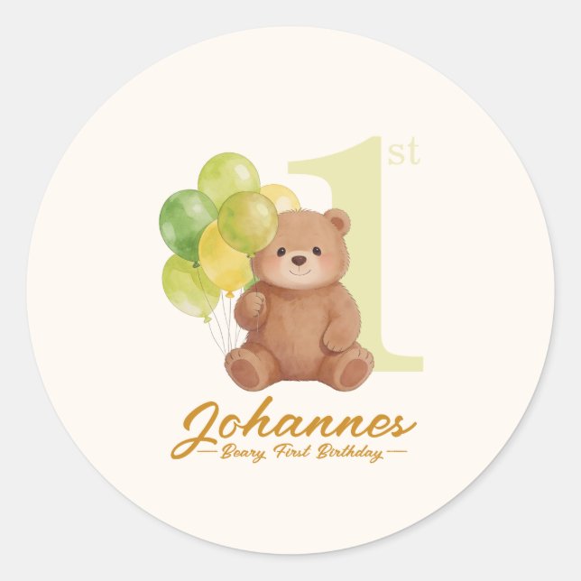 Sticker Rond Premier anniversaire de Beary (Devant)