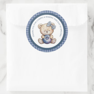 Sticker Rond Premier anniversaire de bébé aux bleuets