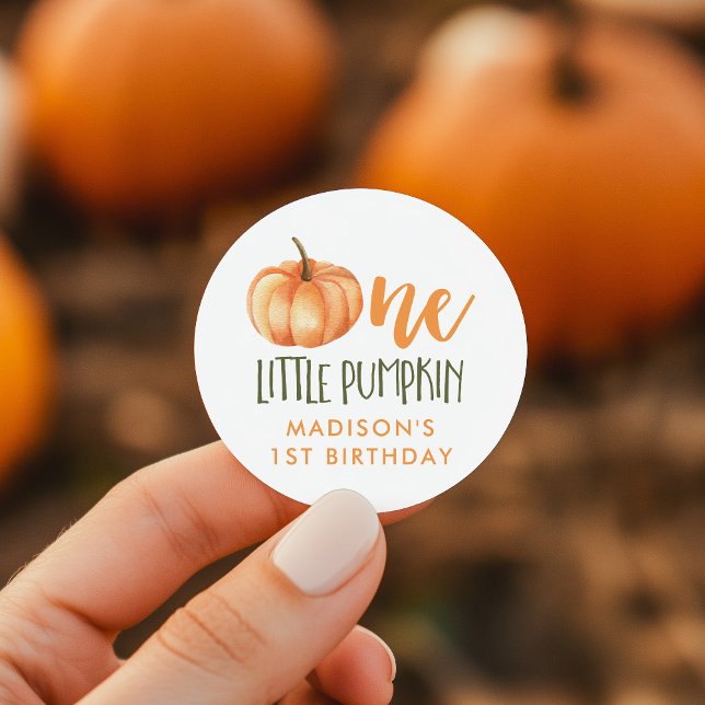 Sticker Rond Premier anniversaire de Bébé une petite citrouille (Créateur téléchargé)
