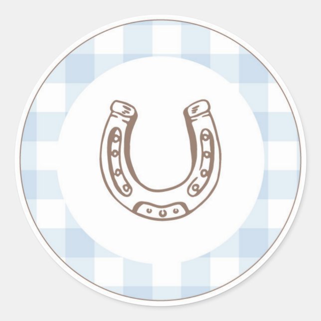 Sticker Rond Premier Anniversaire de Cow-Boy de Rodéo Bleu Ging (Devant)