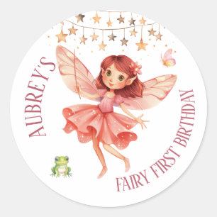 Sticker Rond Premier anniversaire de fée fantaisiste