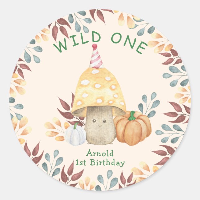 Sticker Rond Premier anniversaire de Little Champignon WILD ONE (Devant)