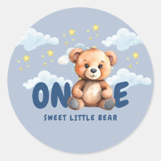 Sticker rond premier anniversaire de l'ours