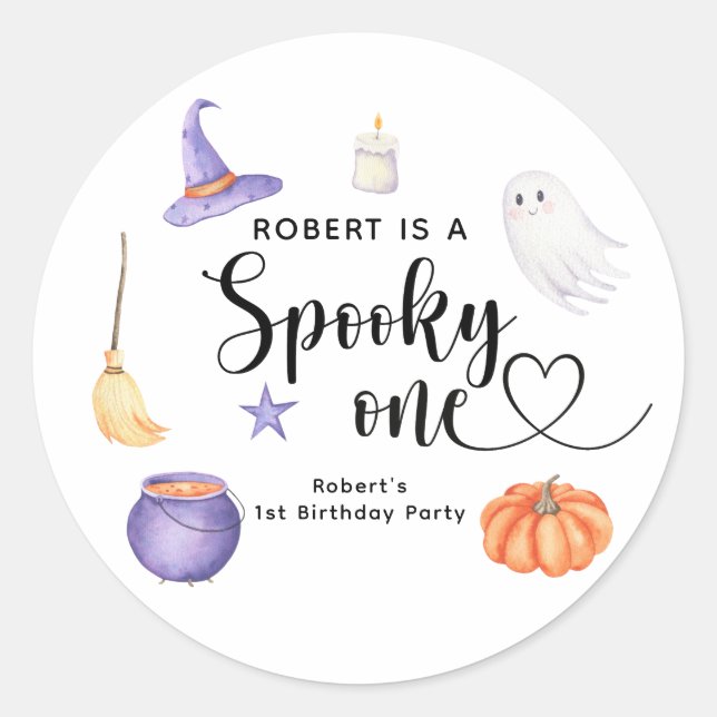 Sticker Rond Premier anniversaire de Spooky One Halloween (Devant)